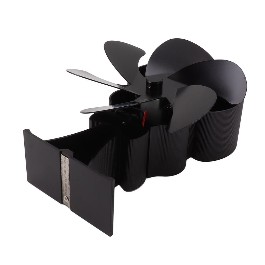 6 Blade Heat Powered Stove Fan for Wood Fireplace Chimney Fireplace Fan Increases Warm Air Silent Operation Black