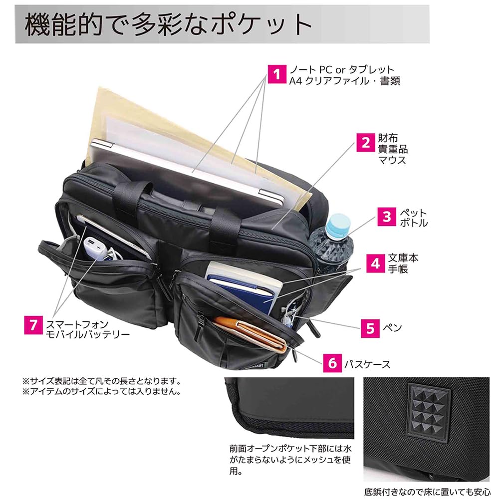 STARTTS New Style Carry NS-04, 3-Way Business Bag, Briefcase, Backpack, Shoulder Bag, Lightweight, Water-Repellent