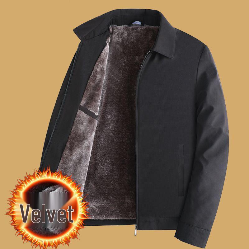 Woodpecker Men's Winter Down Jacket: Thick, Warm, Business Style, Plus Velvet, for Middle-Aged Dads.