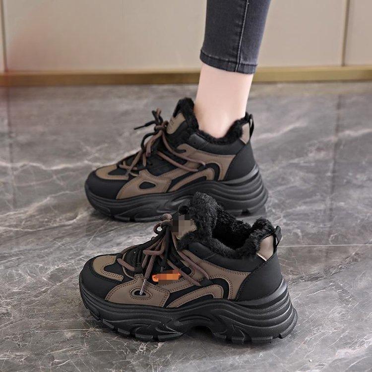 Warm Cotton Shoes, Women's Shoes, Anti-slip Snow Boots, Thick-soled Height-increasing Sports Dad Shoes