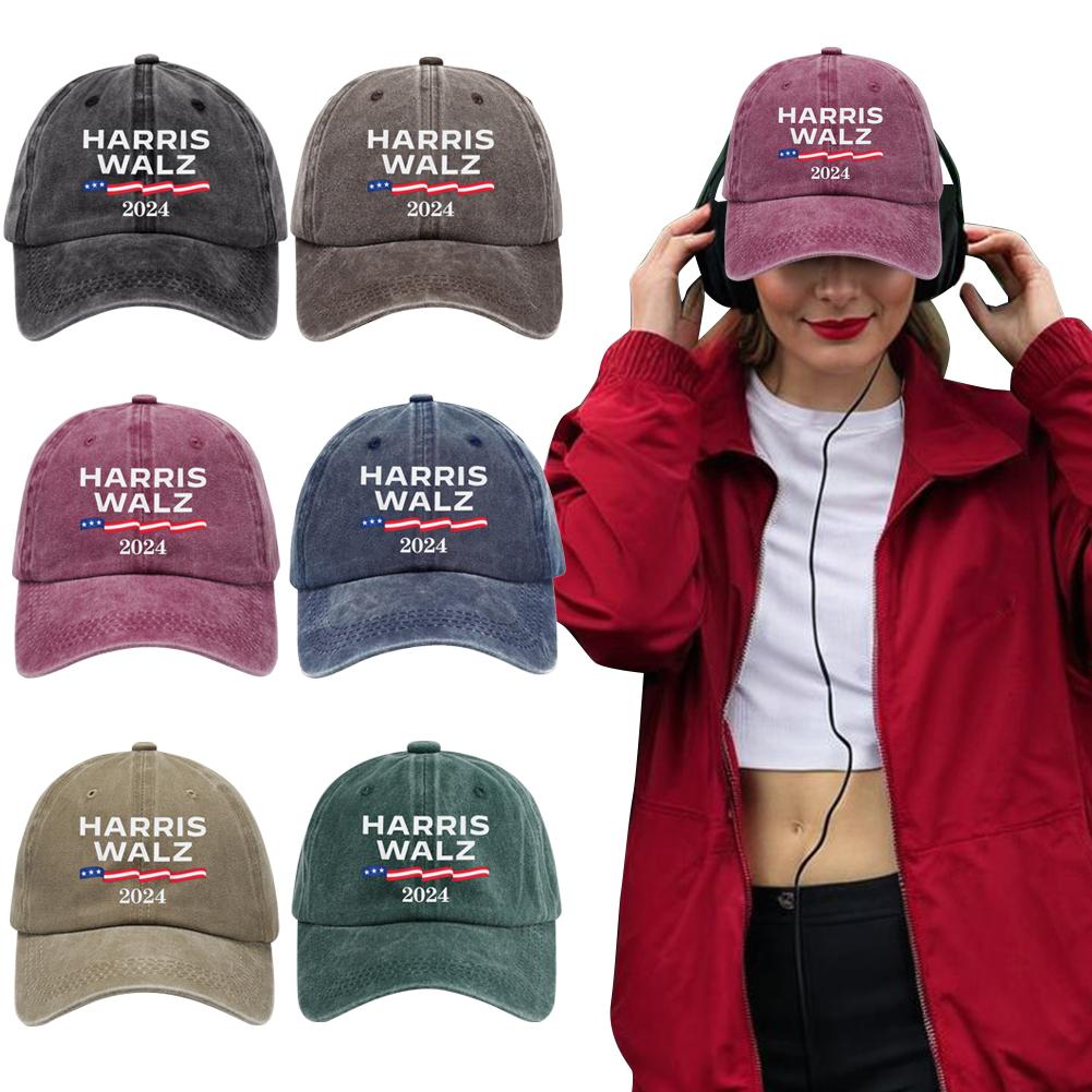 Kamala Harris Tim Walz Waltz Unisex Baseball Cap President Election Distressed Washed Hats Vintage All Seasons Travel Sun Cap
