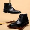 Autumn and winter men's high-top shoes carved cowhide pointed Chelsea men's boots