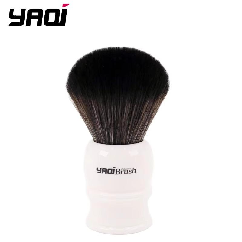 

Yaqi 30mm Size Knot White Handle Black Synthetic Hair Shave Brush Ergonomic White Handle Provide Comfortable Shaving Experience