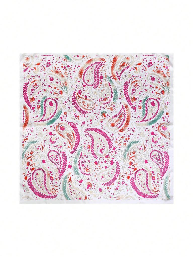 Luxury Fashion Pink Paisley Scarf for Women Lightweight 70x70cm Square Silk Scarves Elegant Shawl Bandana