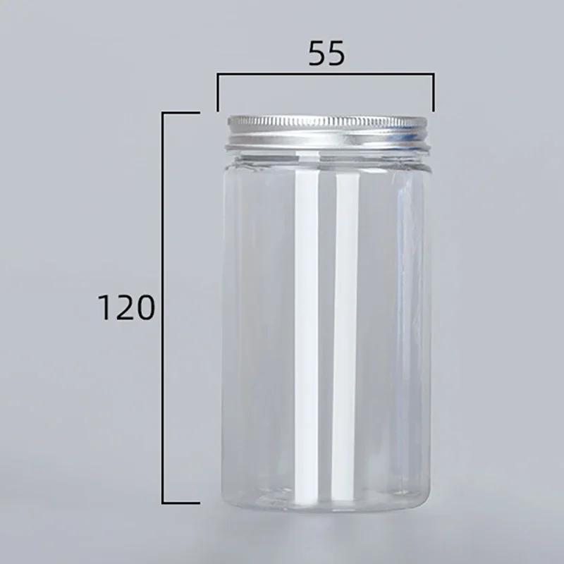 Puszki aluminiowe z zamknięciem spożywczym, puste butelki plastikowe dla zwierząt domowych, zagęszczone, przezroczyste, szerokie wlewy, pojemniki na przekąski i cukierki, butelki do przechowywania