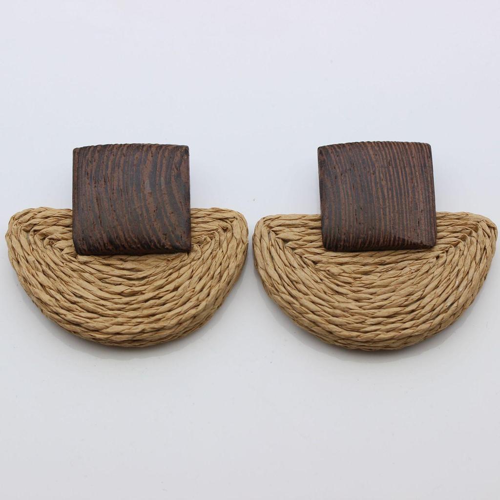 Böhmische Rattan-Web-Hängeohrringe: Raffia Strandaccessoires im europäischen und amerikanischen Stil für Sommerurlaube