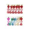 6Pcs/Box Christmas Hanging Candy Ornament with Lanyard Unbreakable Reusable Electroplating Holiday Decoration Xmas Tree Small Sweet Pendant