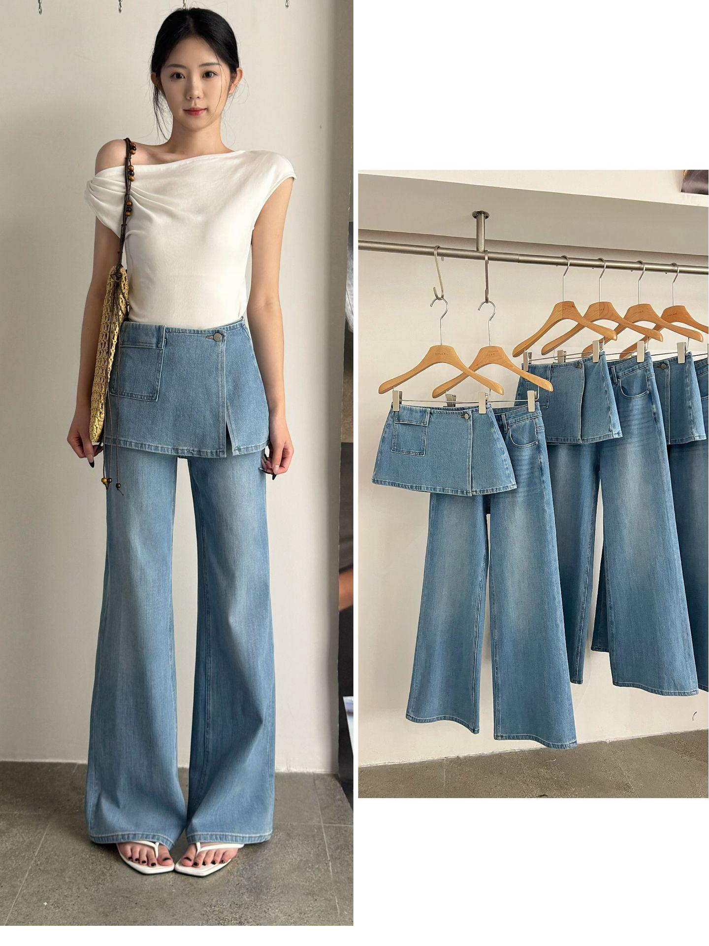 

European Style Summer Thin Detachable Butt Cover Bell Bottom Jeans 25