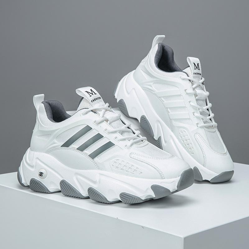 Extra Large Size Men's Shoes Spring and Autumn 2025 New Mesh Sports Shoes Fashion Casual Shoes Thick Sole Inner Height Increase Dad Shoes