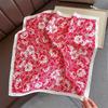 Women's Korean Style Retro Printed Imitation Silk Scarf for Professional and Casual Use