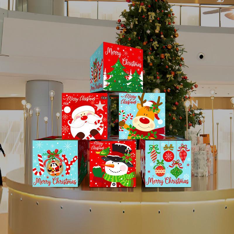 Festive Stacked Gift Boxes for Christmas Window Displays and Decor