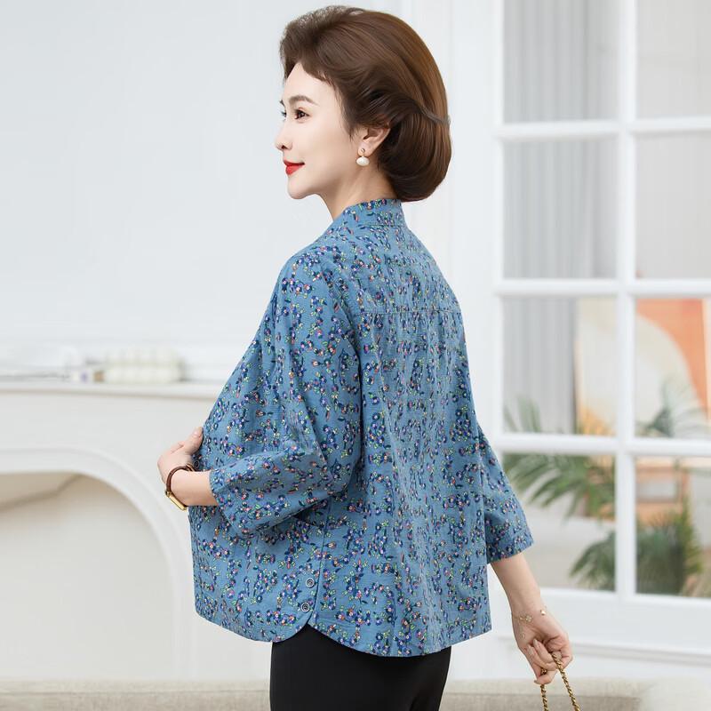 Hodo Mid-Aged Women's Floral 3/4 Sleeve Cardigan Top