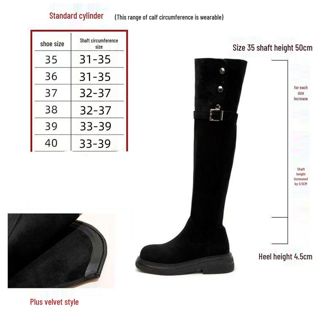 Women's Plus Size Over-the-Knee Slimming Knight Boots - Thick-Soled, Large Calf, Autumn/Winter