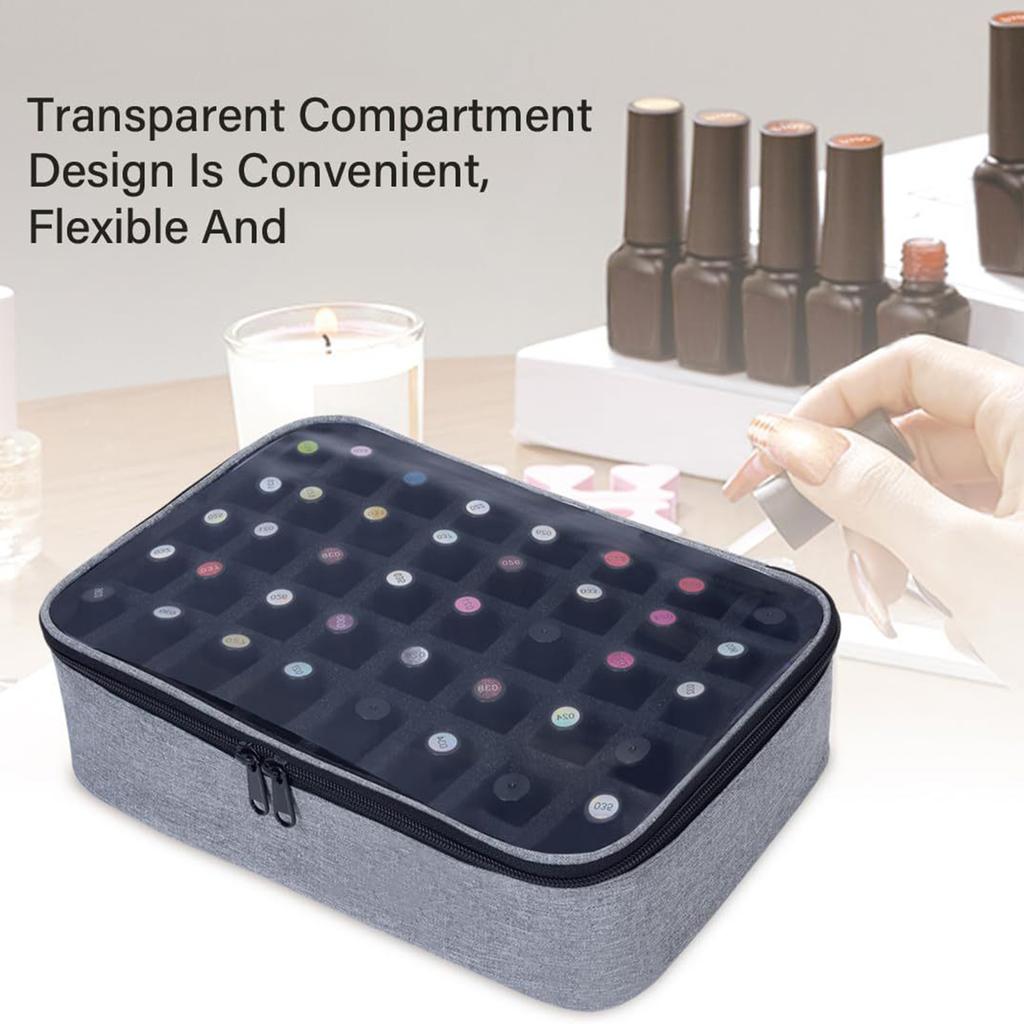 35 Bottle Nail Polish Organizer Case Removable Foam Inserts Unique Compartments Practical Polyester Makeup Storage Bag