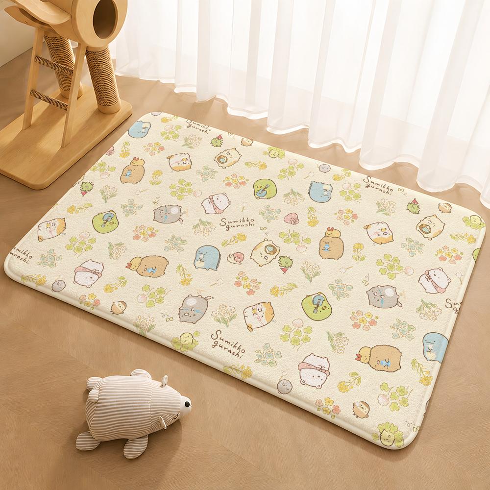 S-Sumikko Gurashi Exquisite Floor Mat Floor Mat Soft Flannel Non-Slip Door Rug for Living Room