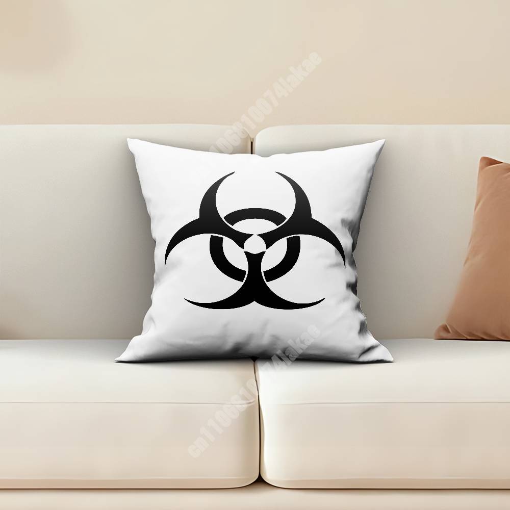 Biohazard Toxic Warning Logo Cool Pillow Cover Cushion Case Sofa Couch Home Gaming Room Decoration