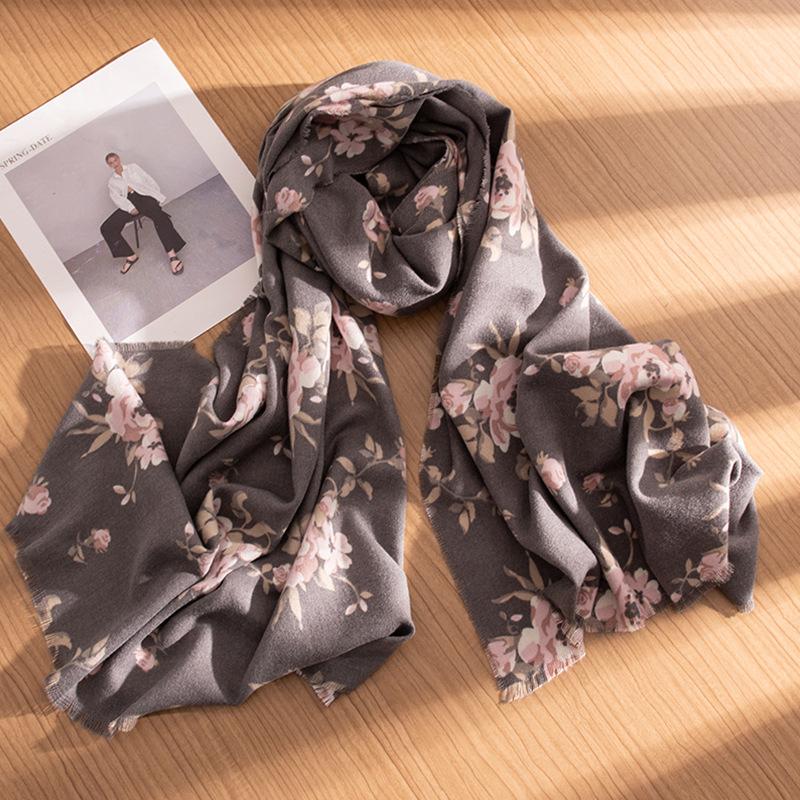 

Шарф с принтом в этническом стиле для женщин, удобная шаль с начесом, теплая, на весну 200*60