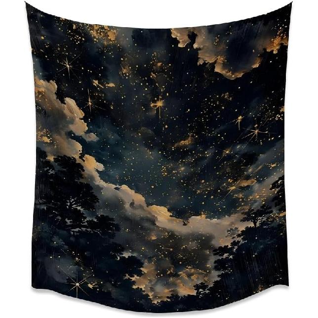 BZWAPQ Gothic Vintage Celestial Art Tapestry Fantasy Astrology Aesthetic Wall Hanging Decor Minimalism Dark Academia Night Sky Print Tapestries for 30x40inch