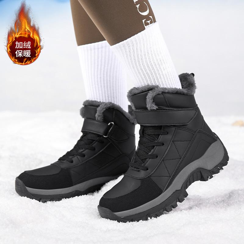 New winter velvet thickened warm and wear-resistant outdoor hiking shoes snow boots high-top cotton shoes