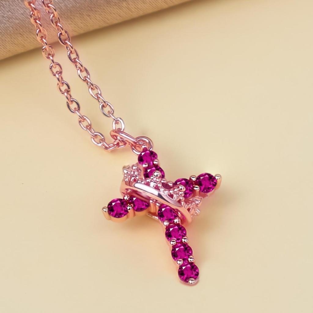 Kreuz Voll-Diamant-Halskette kann Farbe ändern Schlüsselbeinkette