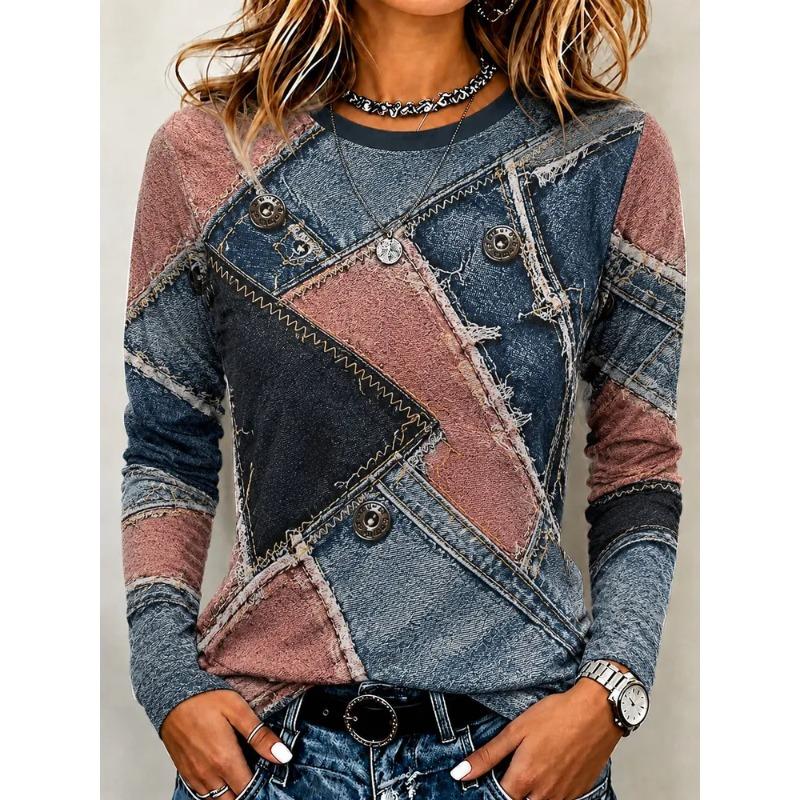 Autumn Women's 3D Printed Crew Neck Long Sleeve T-Shirt