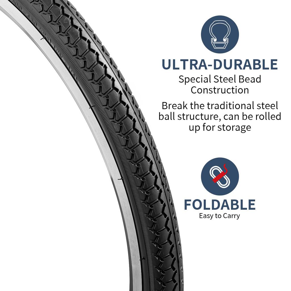 YunSCM 22x1 3/8" Tires, 22x1 3/8" 37-501 Bicycle Tires, Suitable for 22" 1 3/8" Road Bikes and Wheelchairs, Y-003