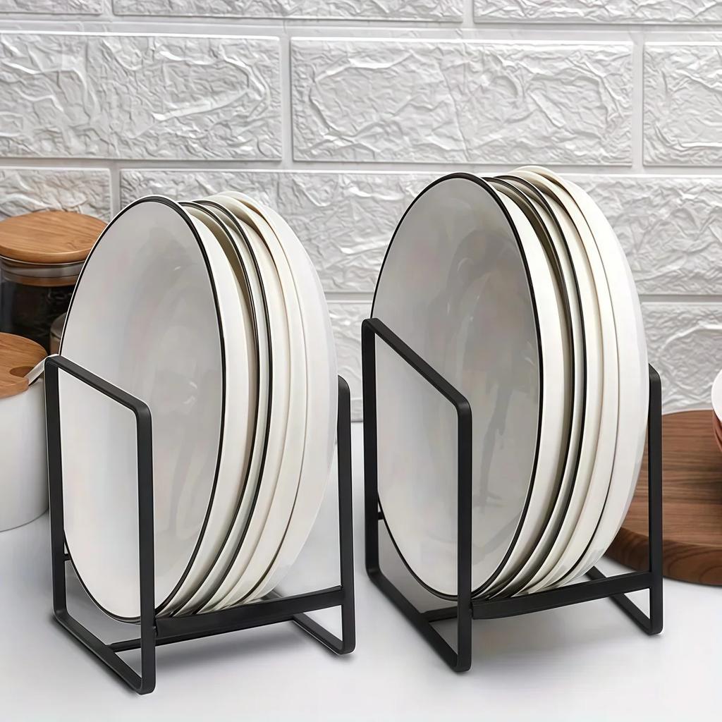 1pc kitchen cabinet plate storage countertop dish rack drawer dinner plate partition drain rack layered Household storage rack