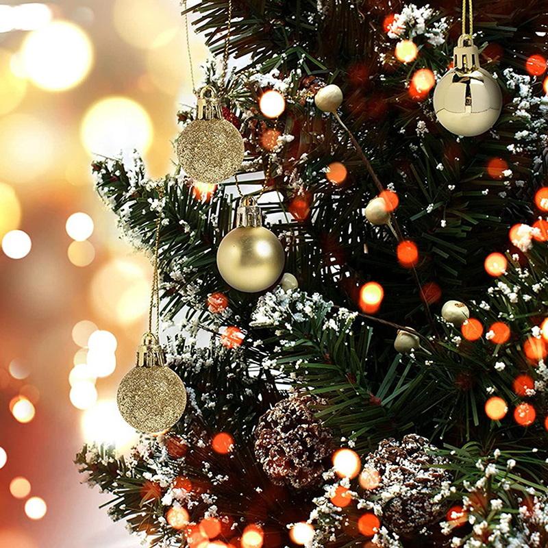 24 Piezas 3Cm Adornos de Bolas de Navidad Bolas para Árbol de Navidad Colgante para Árbol de Navidad Suministros Festivos para Fiestas Decoración Navideña
