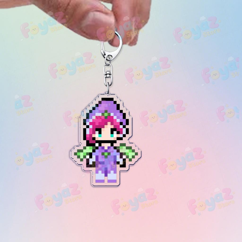 Cartoon Pixel Fairy Keychains for Accessories Bag Charm Stella Musa Tecna Magical Girl Fairies Keyrings Jewelry Friends Gifts