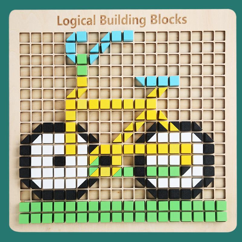 Holz Kinder Spaß Mosaik Puzzle Frühe Bildung Kognitiv Interaktiv Konzentrationstraining Pädagogische Puppe Spielzeug