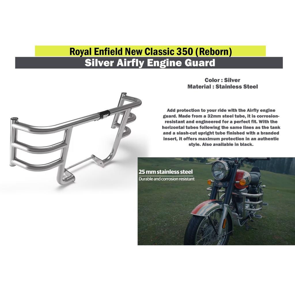 Royal Enfield "New Classic 350 & Meteor 350 Silver Air Fly Engine Guard"