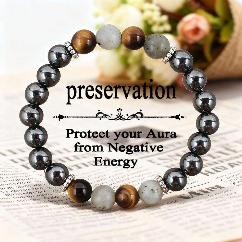 Black Hematite Tiger Eye Gray Stone Beaded Bracelet Minimalist Fashion Jewelry for Men Women Daily Wear Gift