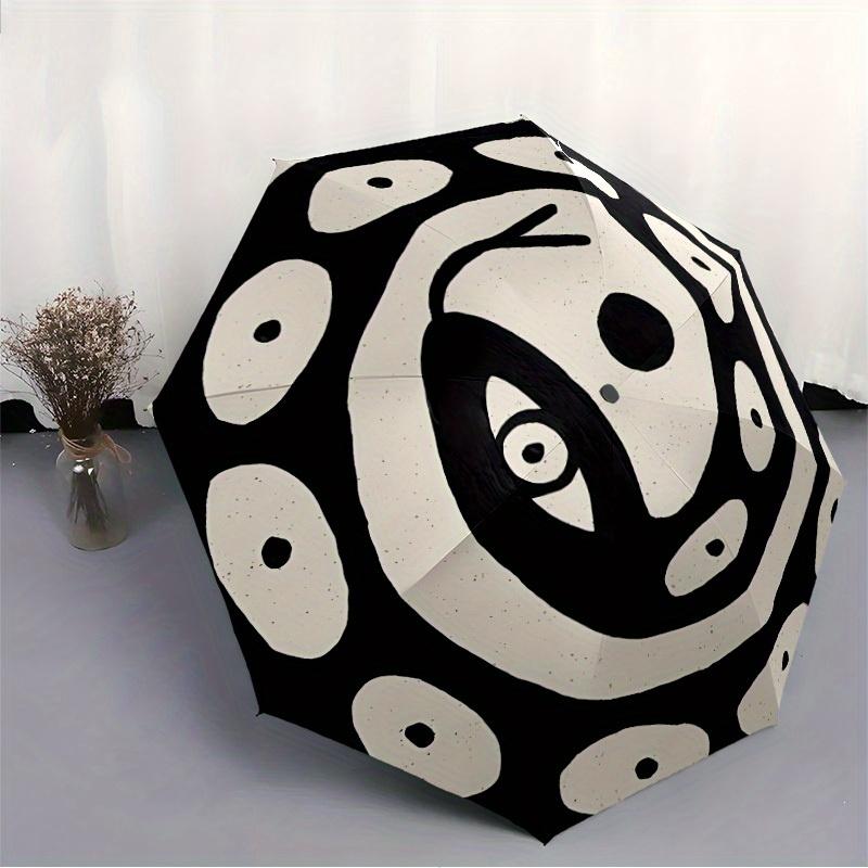 1pc Spiral Patterns Snake Automatic Open/close, Heavy-Duty Iron Frame & 8-Rib structure, Compact Folding Umbrella for Women/Men, All-Season Travel, Ha