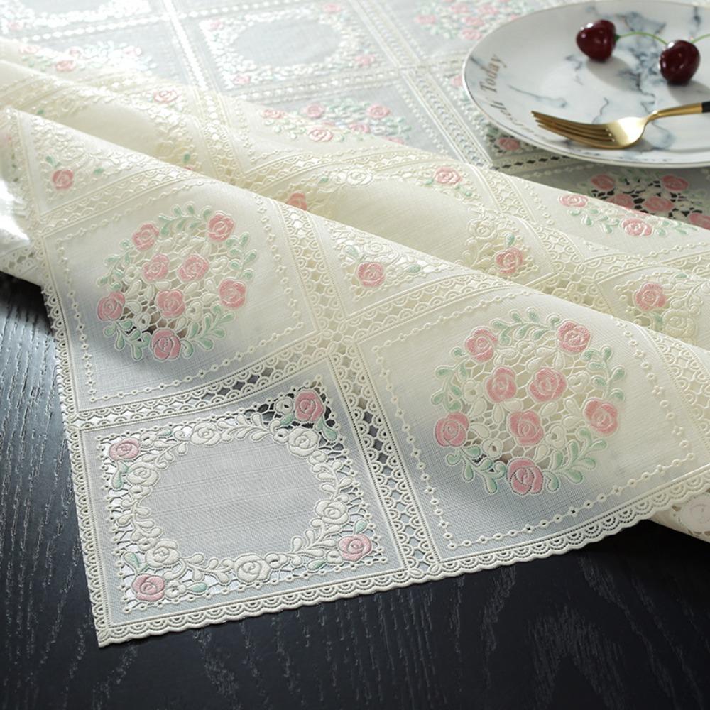 

Waterproof Lace Tablecloth Oil Proof Table Mat Nordic Style PVC Tablecloth Party Decor Style 6