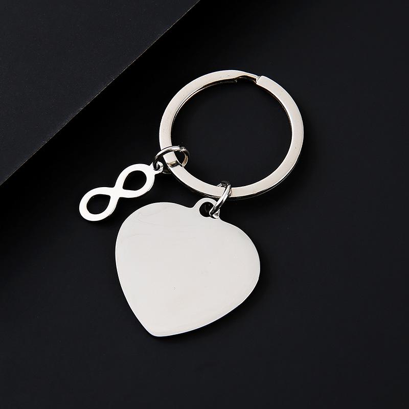 Engravable Heart-Shaped Metal Keychain with Infinity Symbol