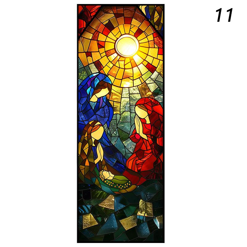 Europeisk Retro Kyrka Insynsskydd Fönsterfilm Färgglada Glasmålning Fönsterdekaler Ogenomskinliga Självhäftande Heminredning Konstdekaler