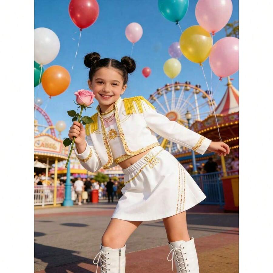 

Children s Day Gift K Pop DemonHunters RumiMiraZoey Dresses For Girl, Summer Dresses For Girl Coat Skirt Outfit Set, Beach Dresses, Singer Part 3-4Y бежевый