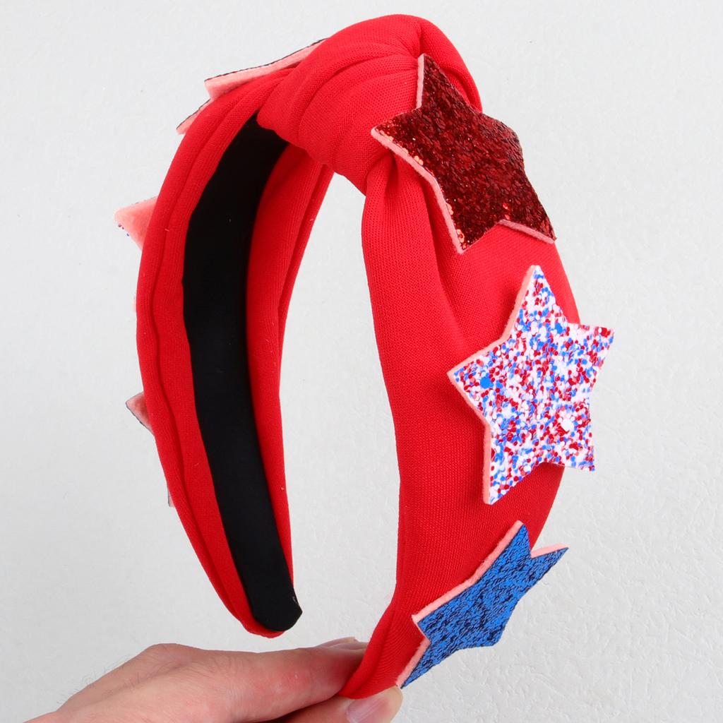 USA Independence Day Star Headband for Women Girls Fabric Headbands Holiday Hairbands Bowknot Headband Hair Accessories Headwear