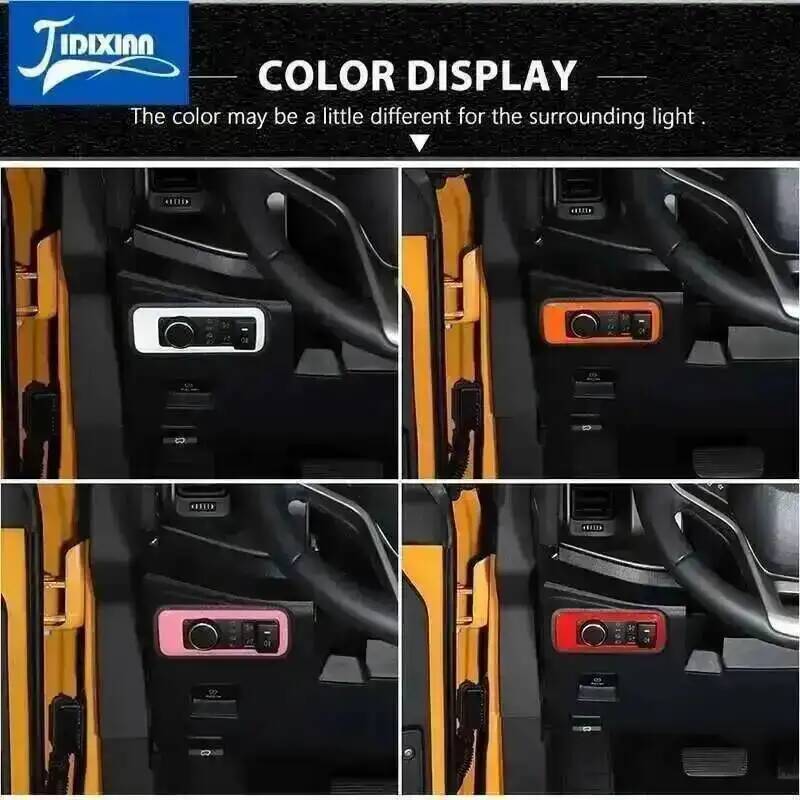 AJF1 JIDIXIAN Car Headlight Light Lamp Switch Panel Decoration Covers for Ford Bronco 2021 2022 2023 2024 2025 Interior Accessories