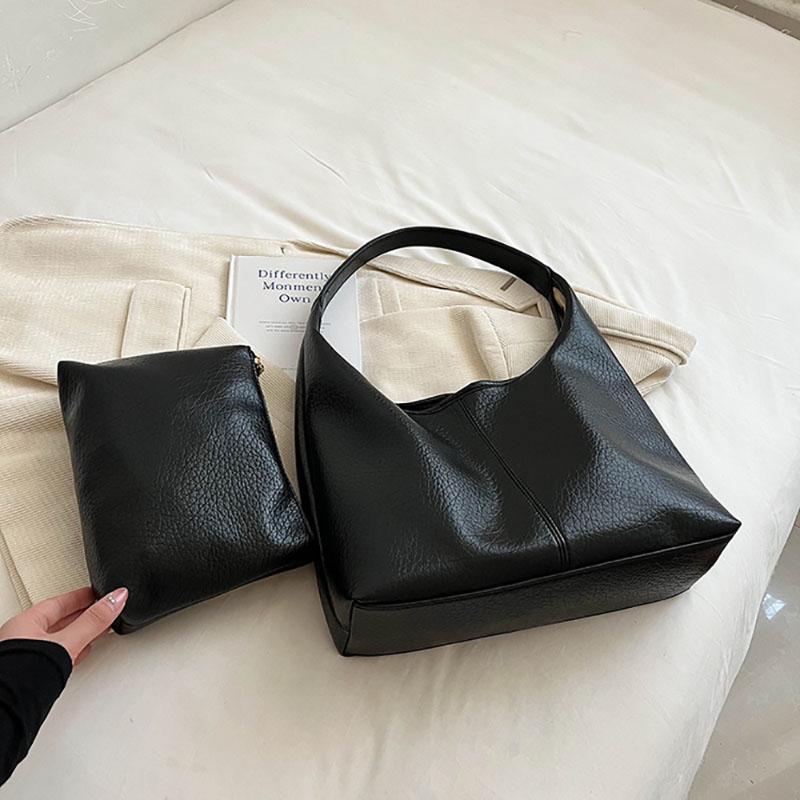 

Большая вместительная сумка для подмышек из масляно-вощеной кожи, женская новая модная сумка-тоут «все в одном», осенне-зимняя популярная сумка для поездок на работу (30cm<Max Length<50cm)