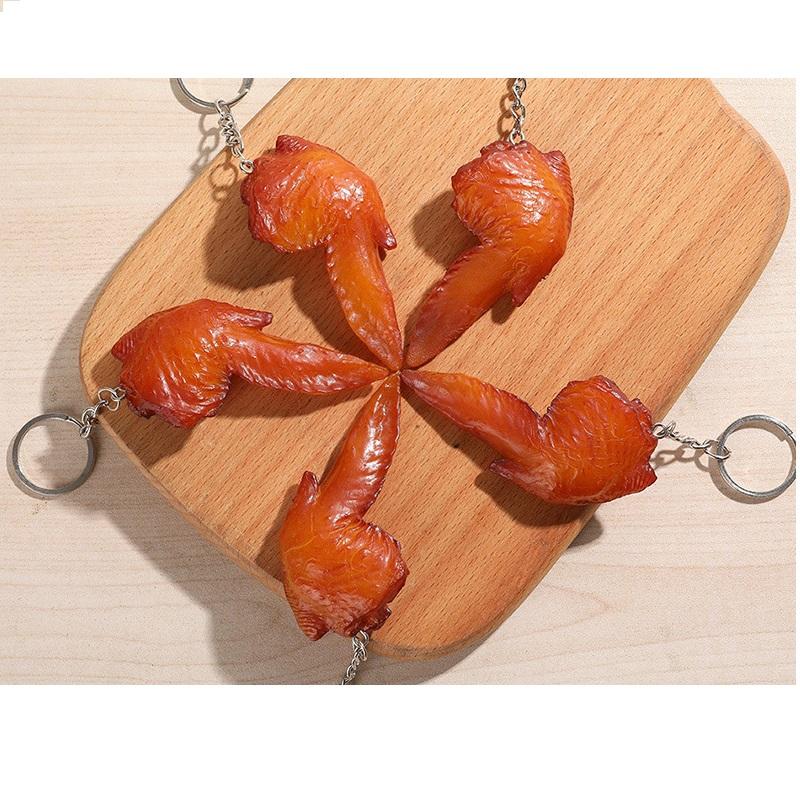 Simulation Fried Chicken Nugget Food Keychain Realistic Fake Chicken Hamburger Chips Bread Key Chain Bag Pendant Keyring
