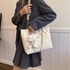 Stylish Large Capacity Student Tote Bag For Women In Trendy Street Style Available In Black Blue Pink And Cream
