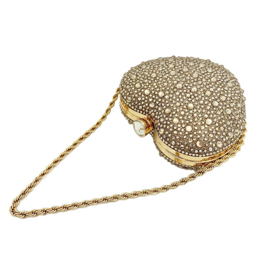 Luxury Diamond Inlay Heart Shape Crystal Clutch Purse Stones Evening Wedding Party Shoulder Bag Handle Rhinestone Mini Handbags