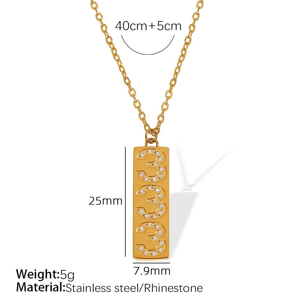 European and American digital pendant with diamond necklace women's jewelry titanium steel plated 18k versatile simple collarbone