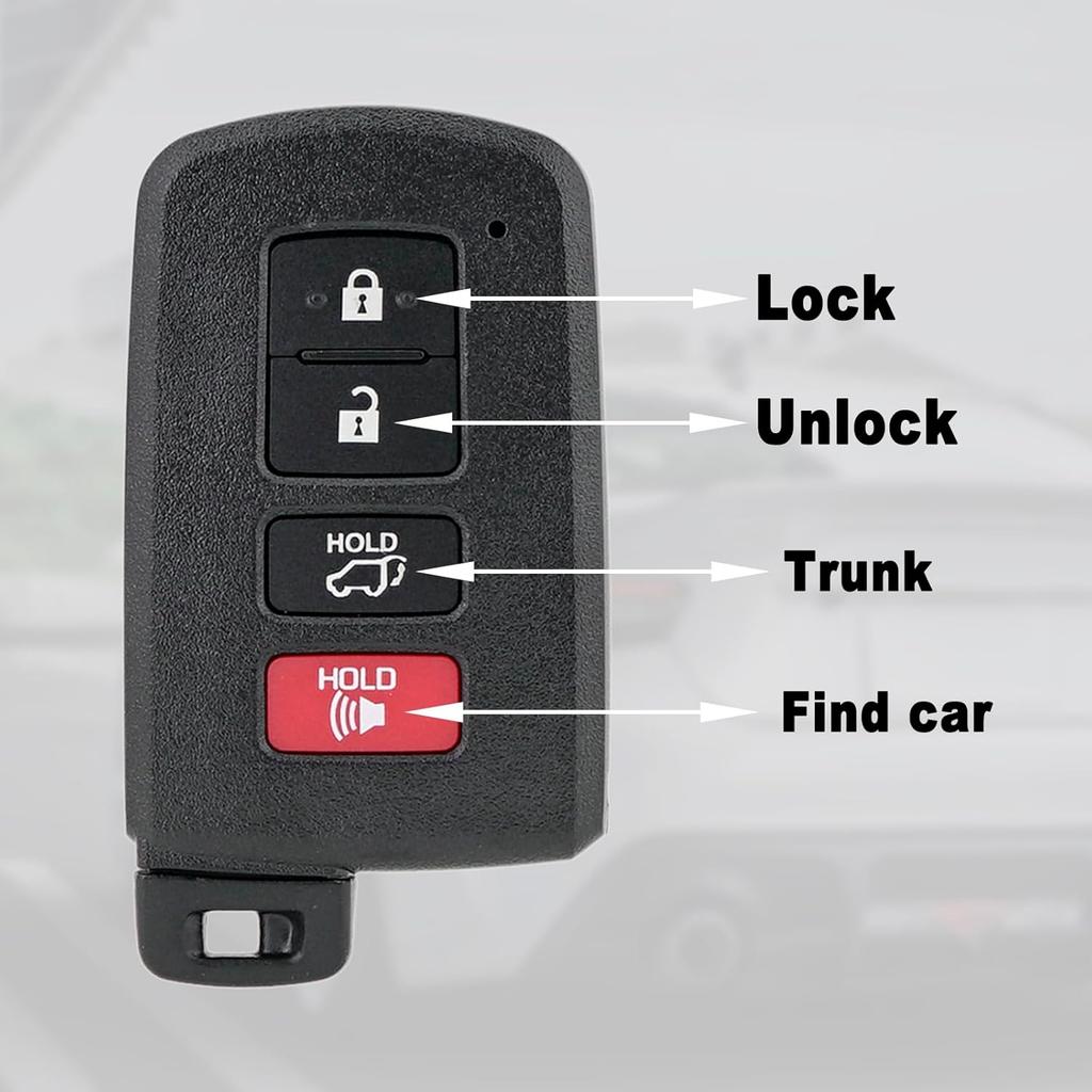 Smart Remote Key Fob Replacement Compatible with Toyota Highlander 2014 2015 2016 2017 2018 2019 4 Buttons HYQ14FBA P/N: 281451-2110 1551A-14FBA