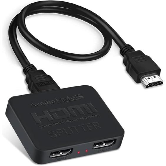 avedio links HDMI Splitter 4K@60Hz, HDMI Splitter 1 in 2 Out, HDMI Splitter for 2 Same Screen Only Mirror Screens, Support 3D Dol-by Vision Atmos
