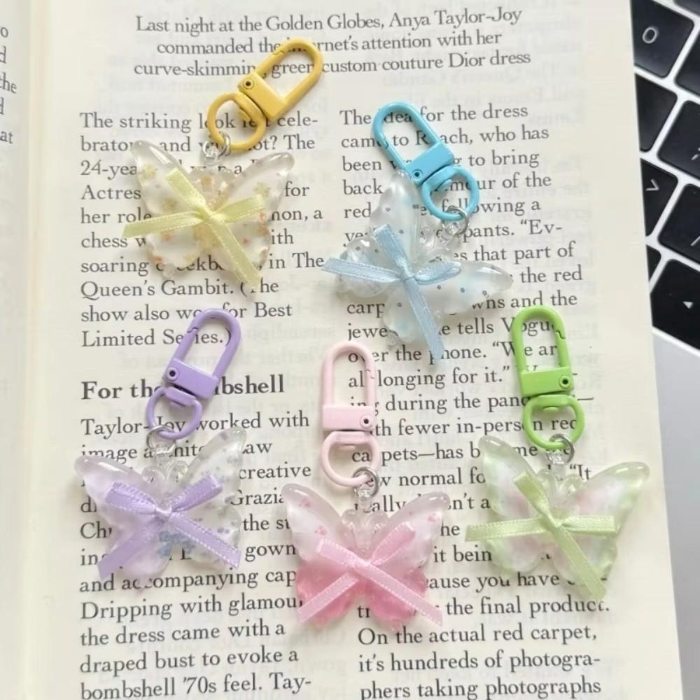 Hangings Butterfly Keychain Super Fairy Jelly Key Chain New Earphone Case Pendant  Girls