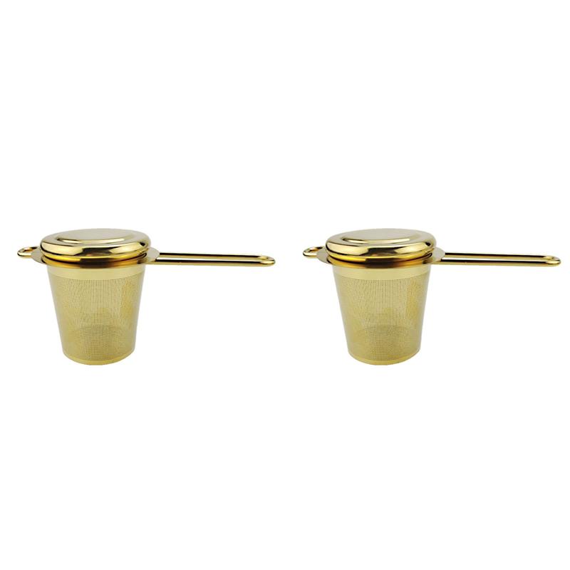 2X Tea Leaf Tea Strainer Golden Barrel Tea Strainer Kung Fu Tea Set-B61B золотой