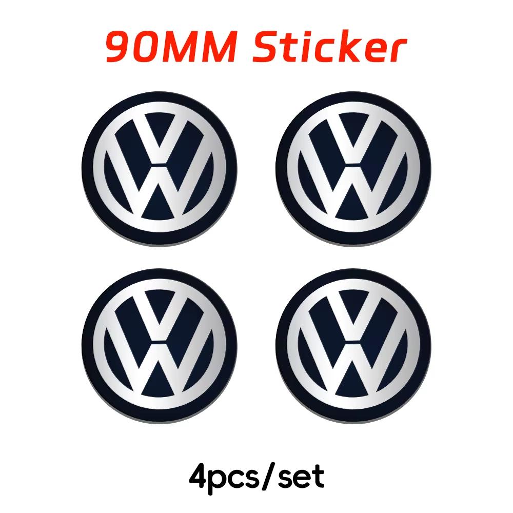 4PCS 70/80/90/100/120mm Car Wheel Badge Emblem Hub Stickers Center Cover For VW CC MK4 Golf 6 Beetle GTI Passat Car Accessories HB422