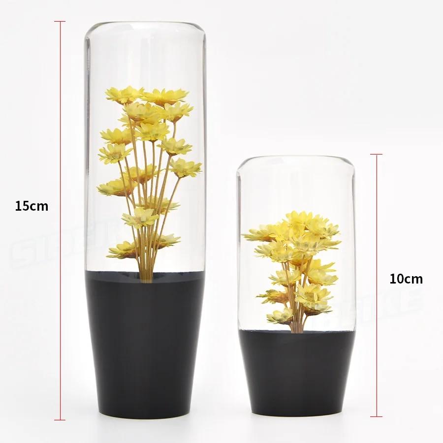 Universal 15CM Car Manual Shifter Head Shift Knob Stick Crystal Transparent Flower Gear Shift Knob